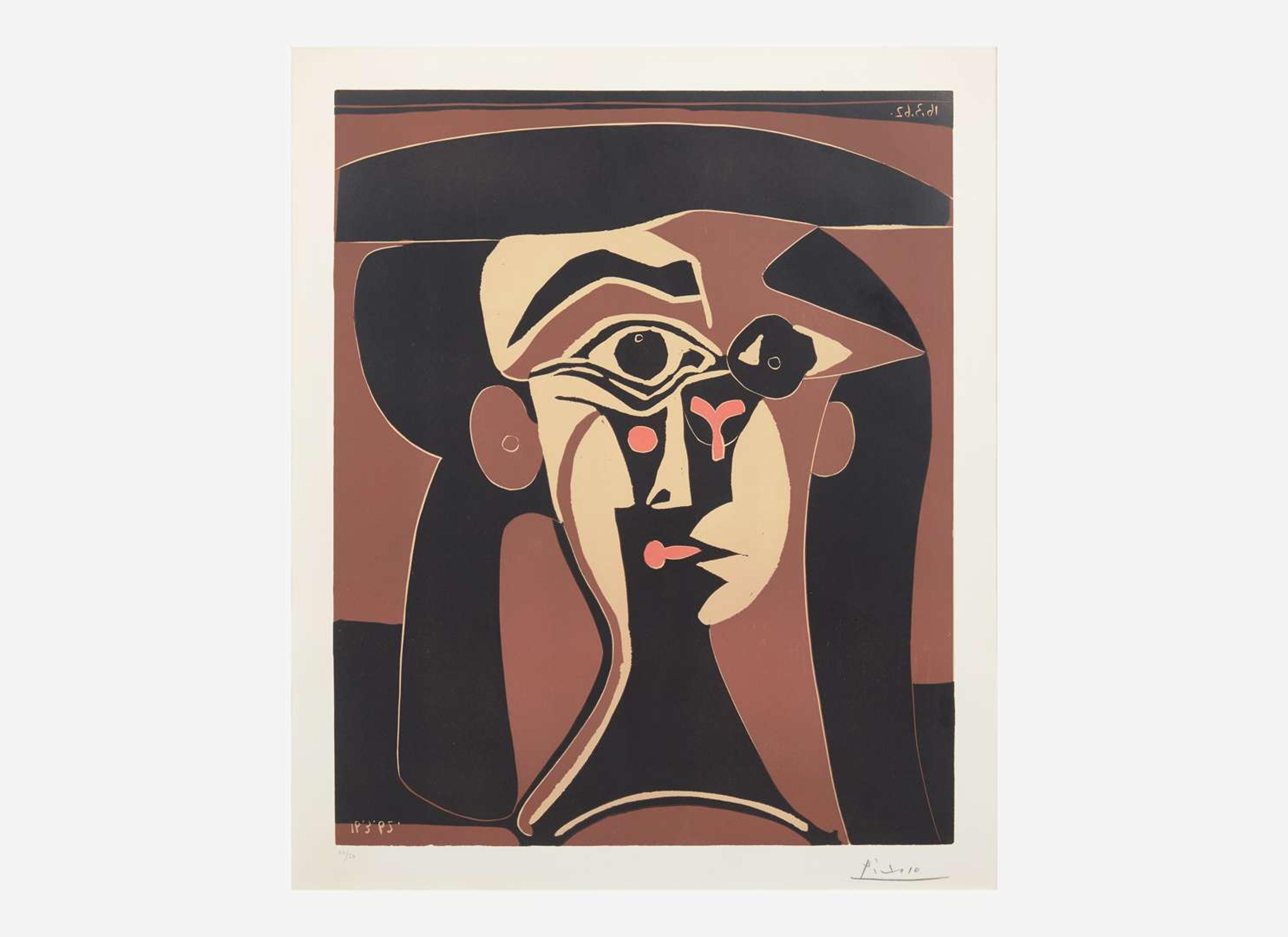 Pablo Picasso (Spanish, 1881-1973), Tête de Femme (Jacqueline au Chapeau Noir)