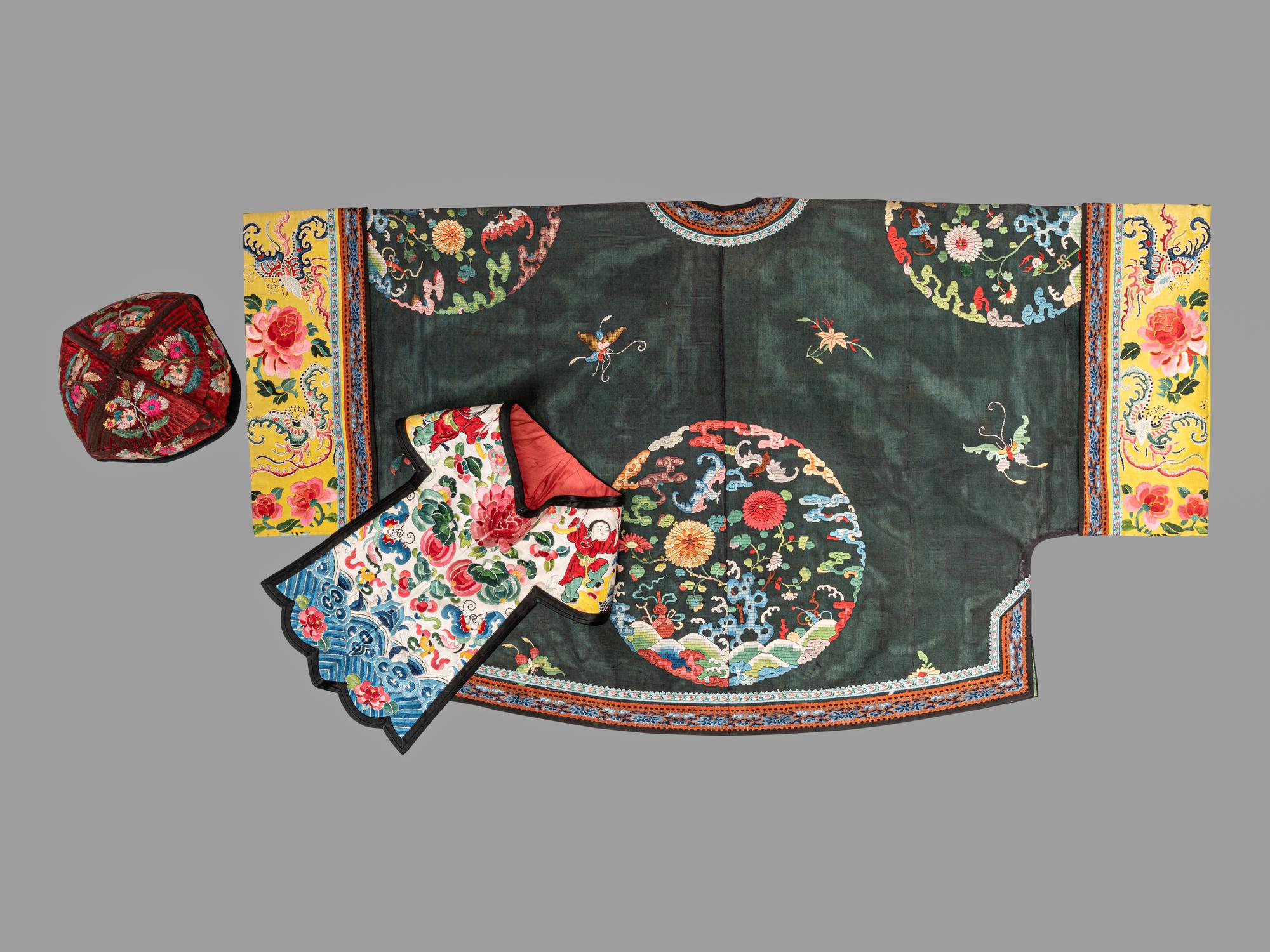 Three Chinese Silk Embroidered Articles