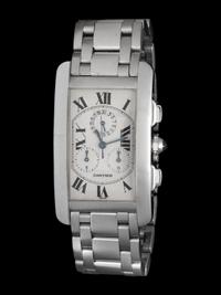 CARTIER, REF. 2312 18K WHITE GOLD 'TANK AMERICAINE' CHRONOGRAPH WATCH