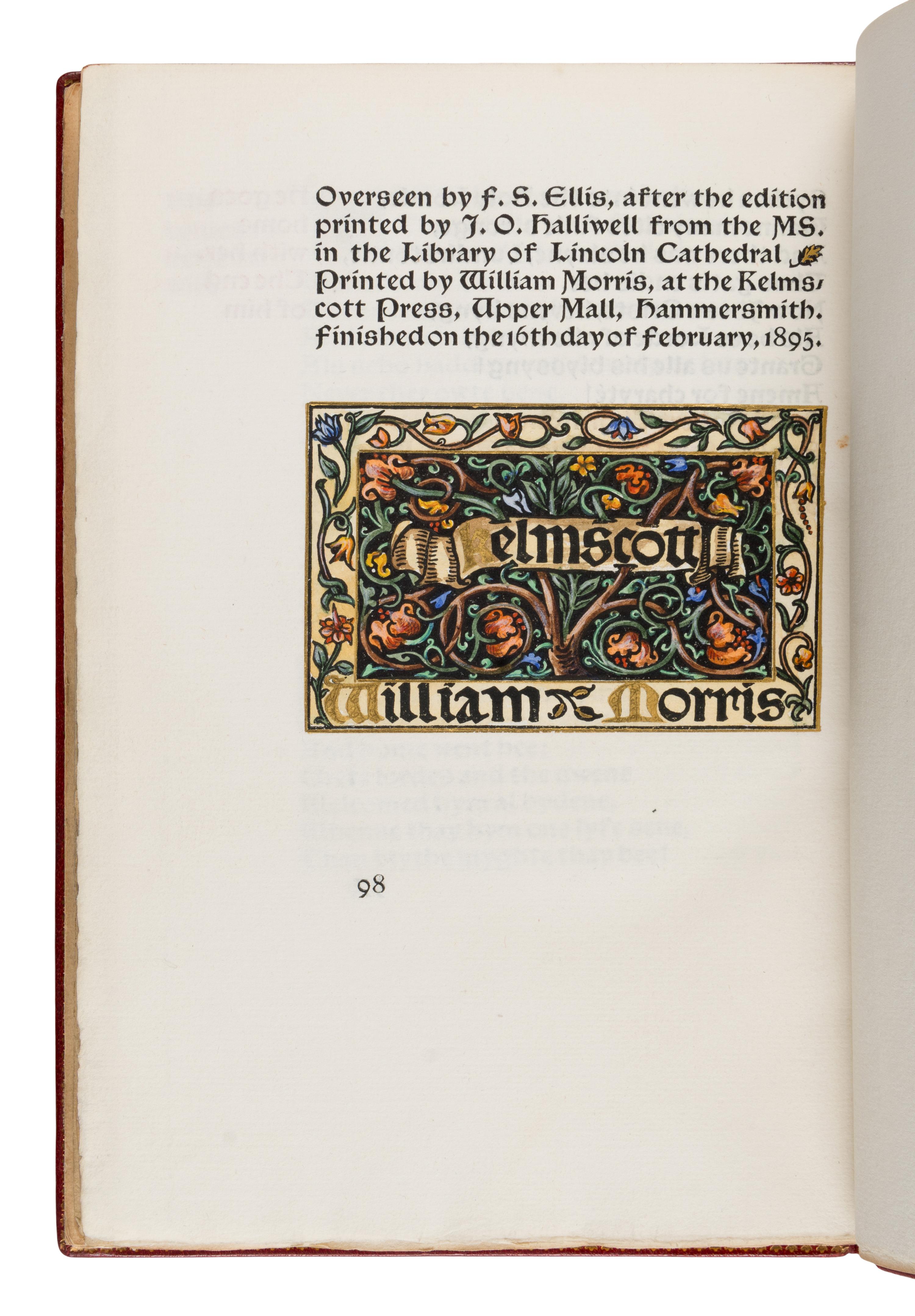 [Fine Press - Kelmscott Press]. Ellis, Frederick Startridge (1830-1901), editor. Syr Perecyvelle of Gales. Hammersmith: The Kelmscott Press, 1895.