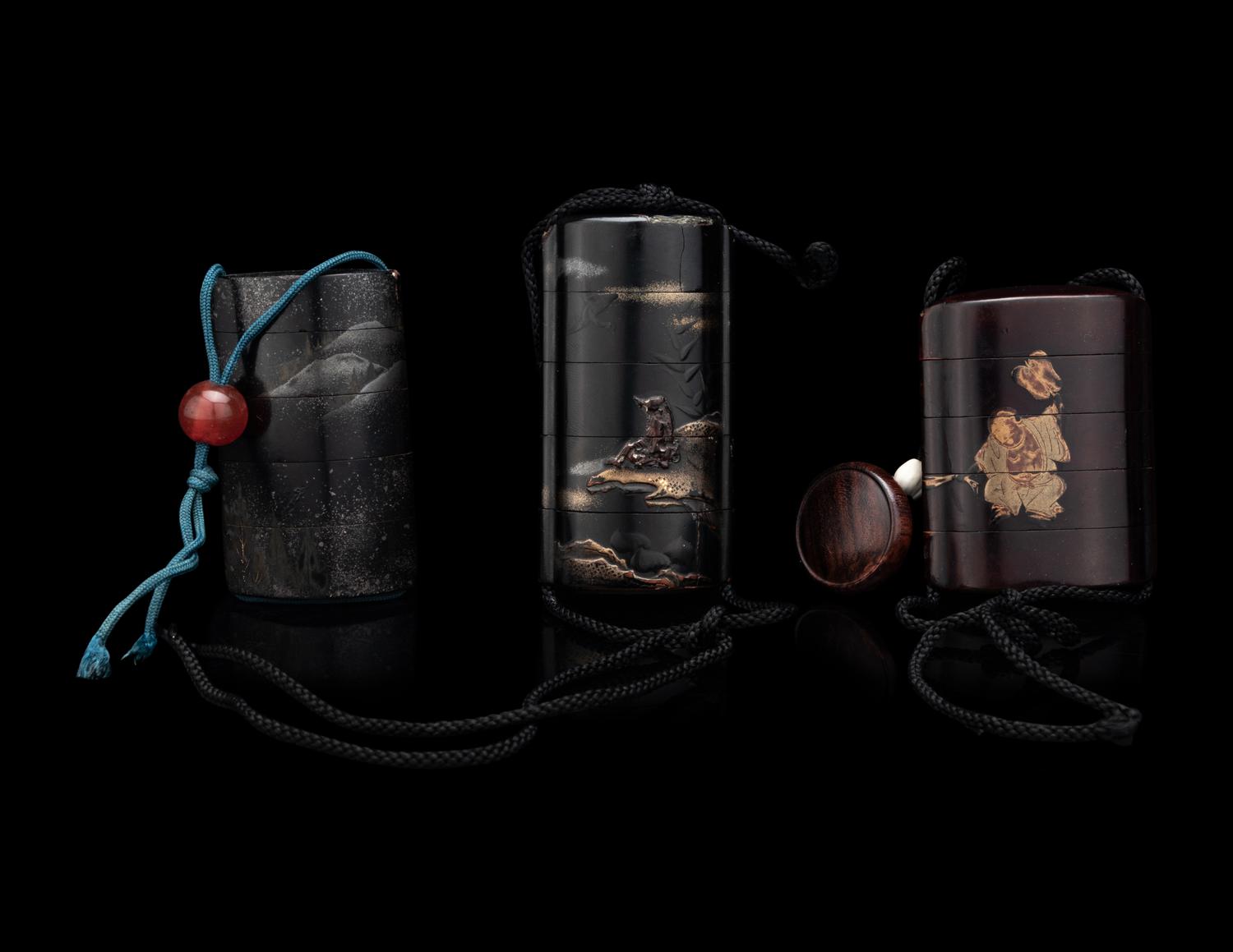 Three Japanese lacquer Four-Case Inros