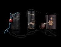 Three Japanese lacquer Four-Case Inros