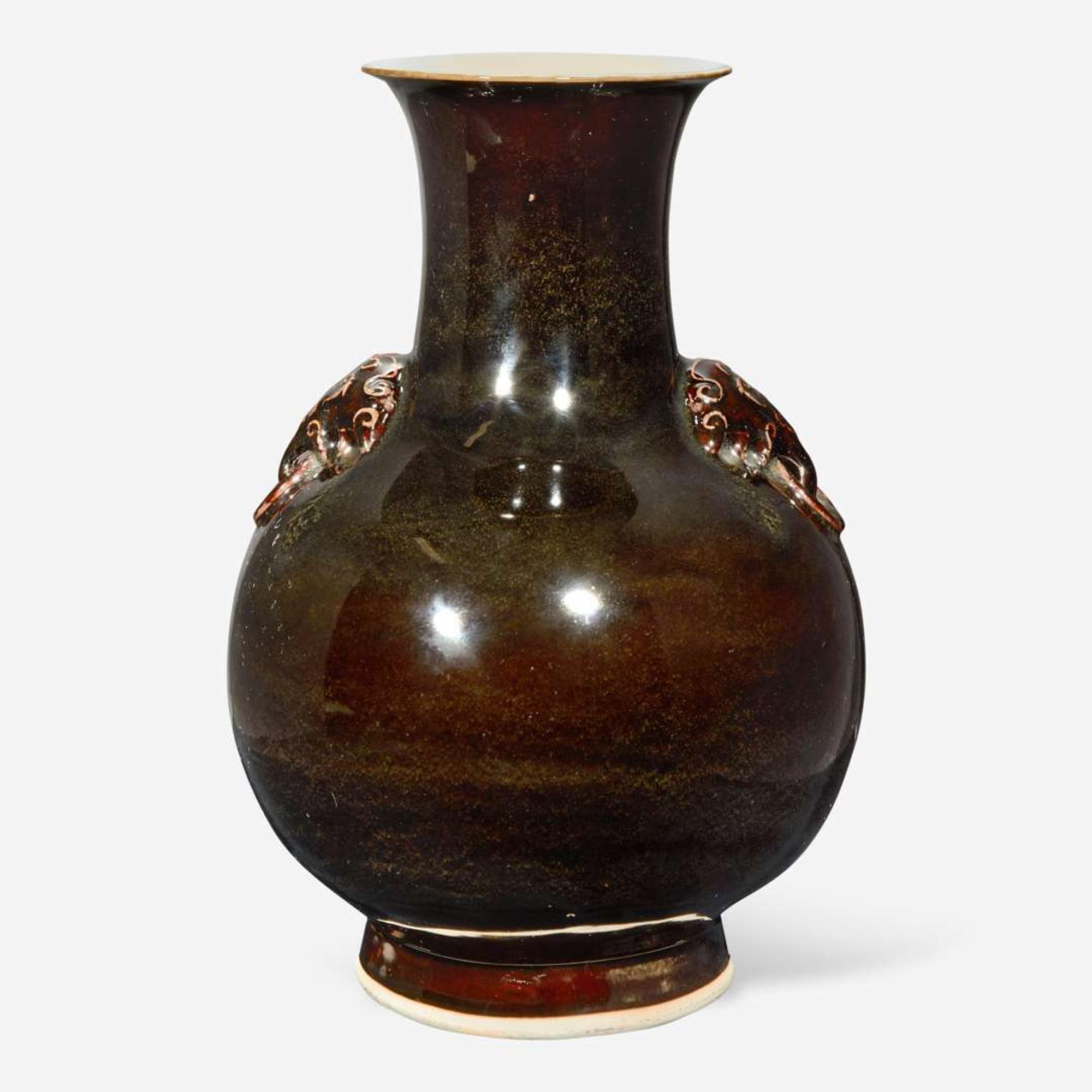 A Chinese mirror black and russet brown porcelain baluster vase 18th / 19th century