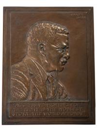 [ROOSELVELT, Theodore (1858-1919)]. FRAZER, James Earl, artist. Cast iron bas relief of Theodore Roosevelt. 1920.