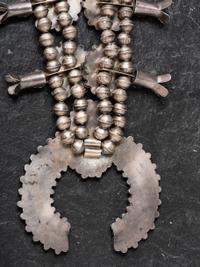 Silver and Turquoise Cluster Squash Blossom Necklace Suite
