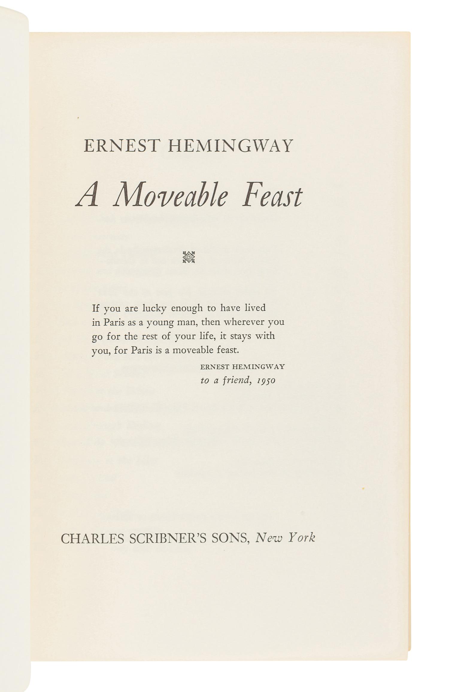 HEMINGWAY, Ernest. A group of 3 FIRST EDITIONS, comprising: