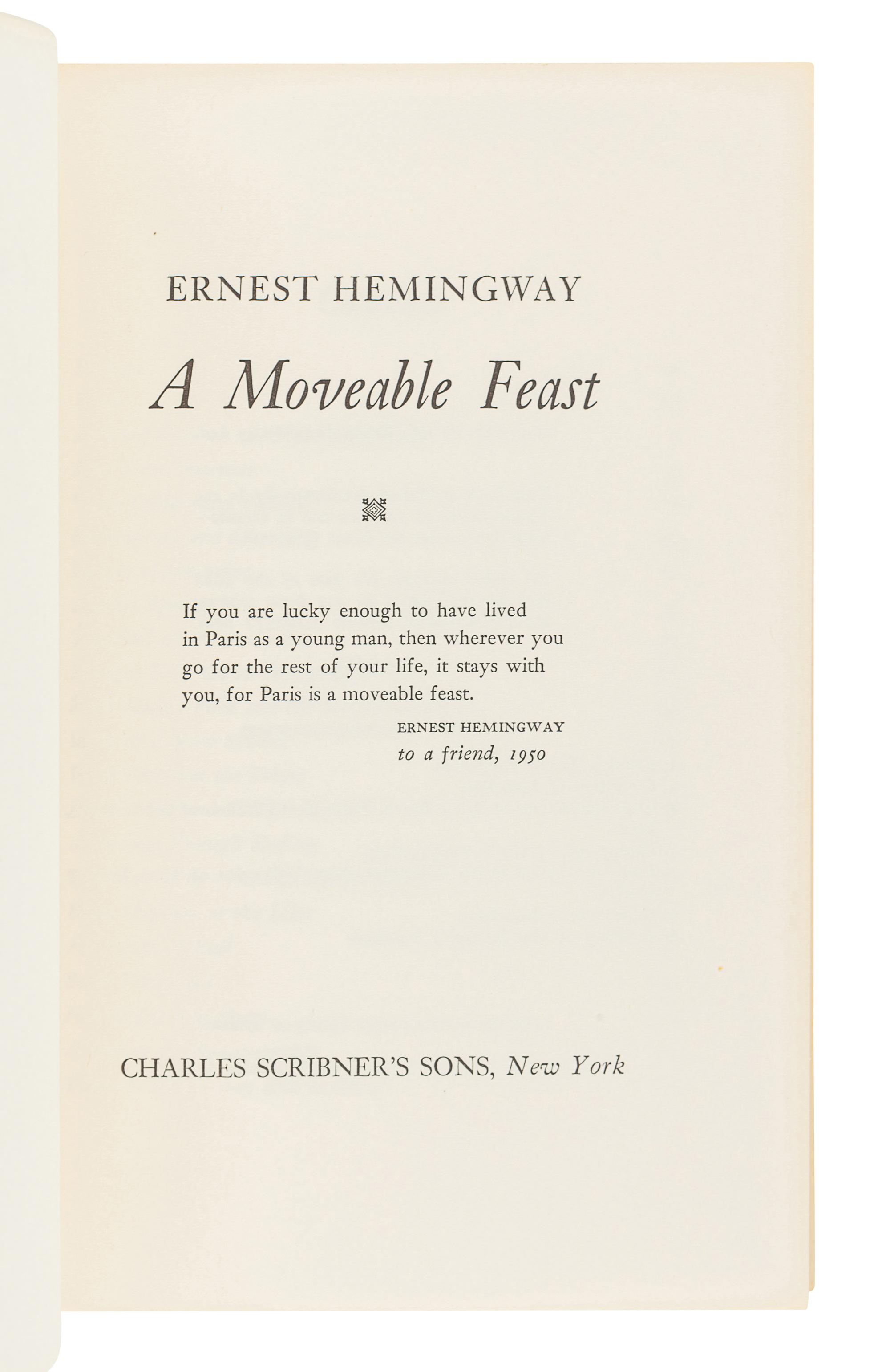 HEMINGWAY, Ernest. A group of 3 FIRST EDITIONS, comprising: