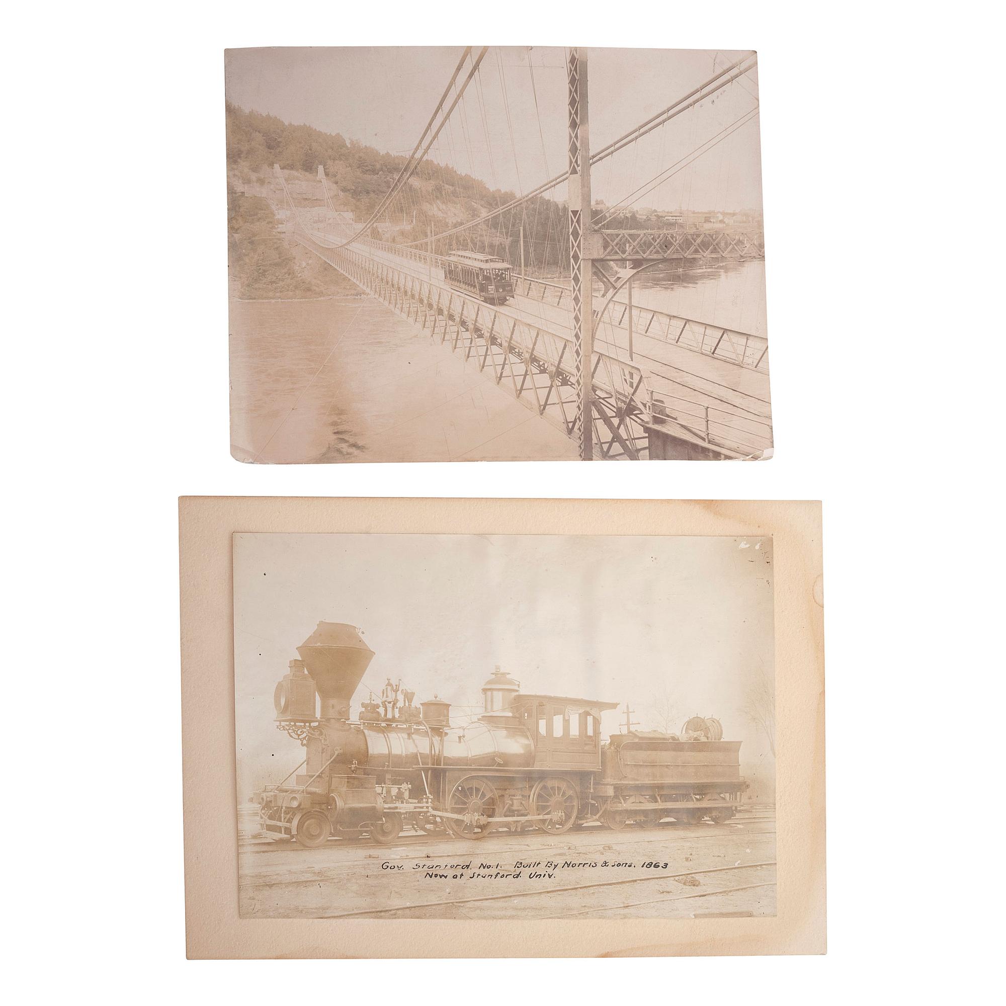 [EARLY PHOTOGRAPHY] -- [RAILROADS]. A group of stereoviews, albumen photographs, and other photographs related to railroads, comprising: