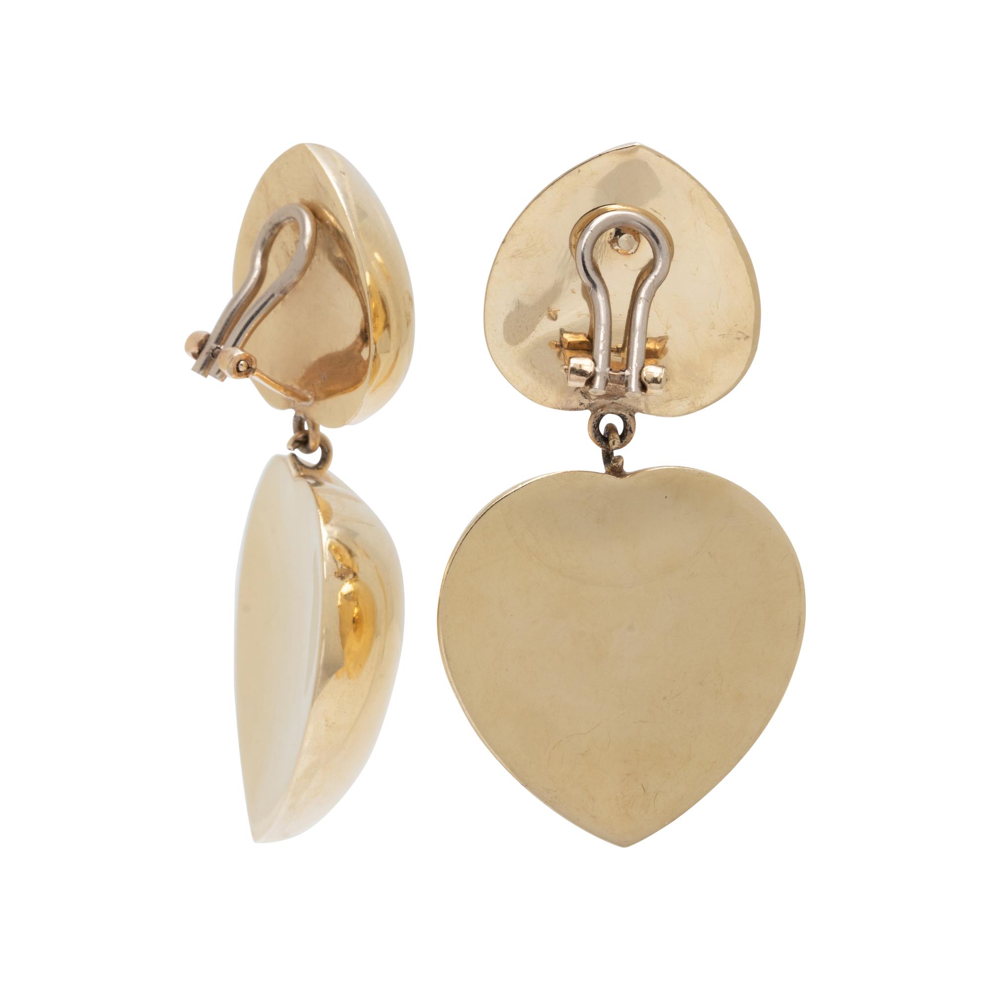 YELLOW GOLD HEART EARCLIPS