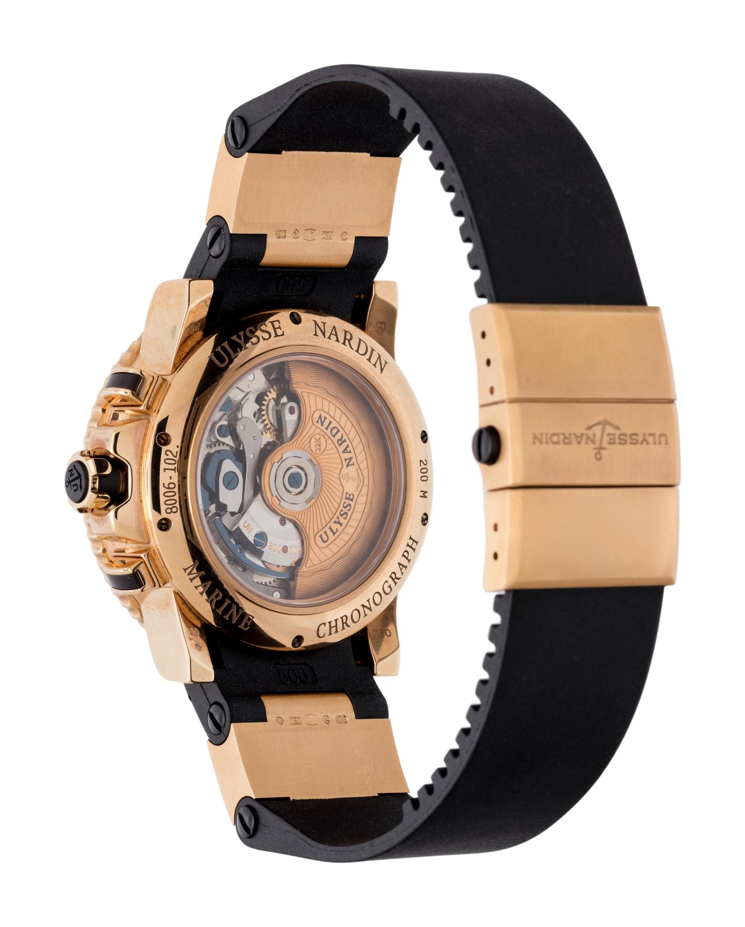 ULYSSE NARDIN, 18K PINK GOLD REF. 8006-102 'MAXI MARINE DIVER' CHRONOGRAPH WRISTWATCH