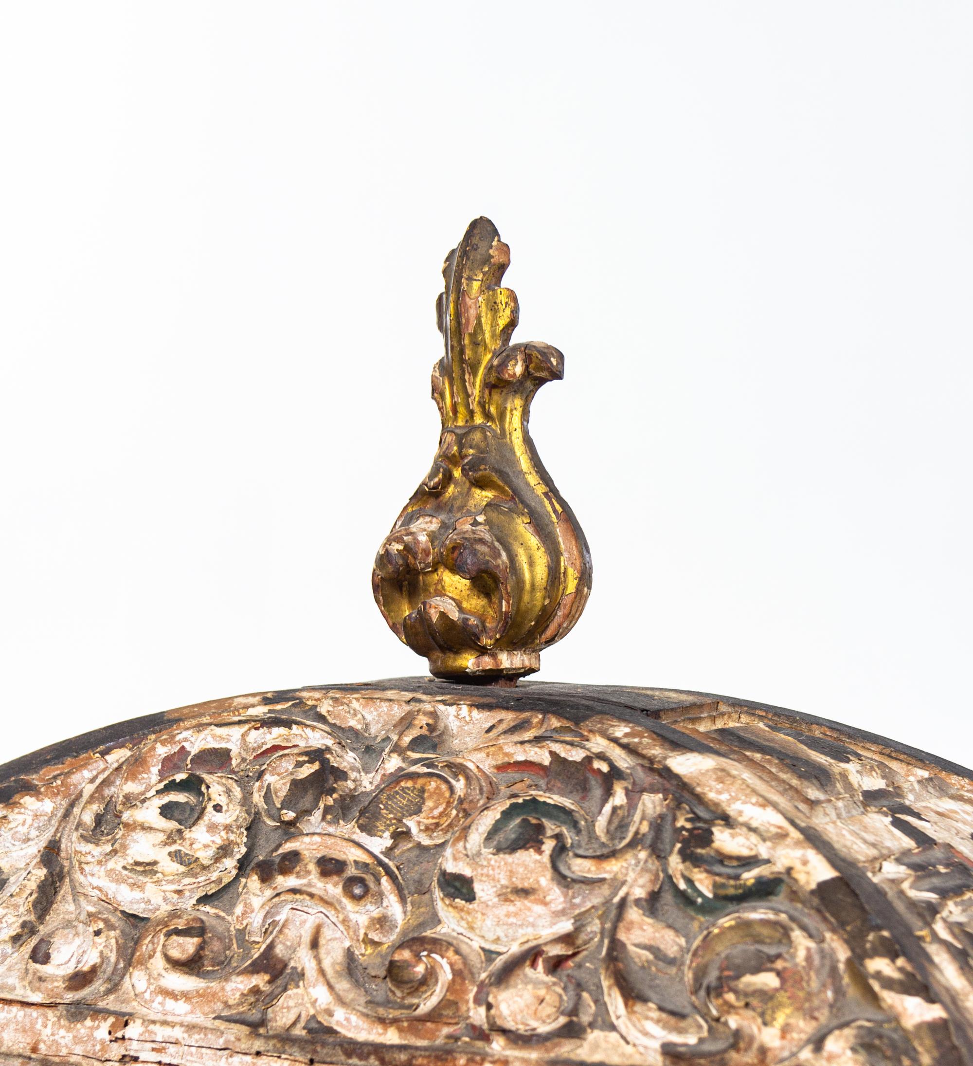 An Italian Painted and Parcel Gilt Tabernacle