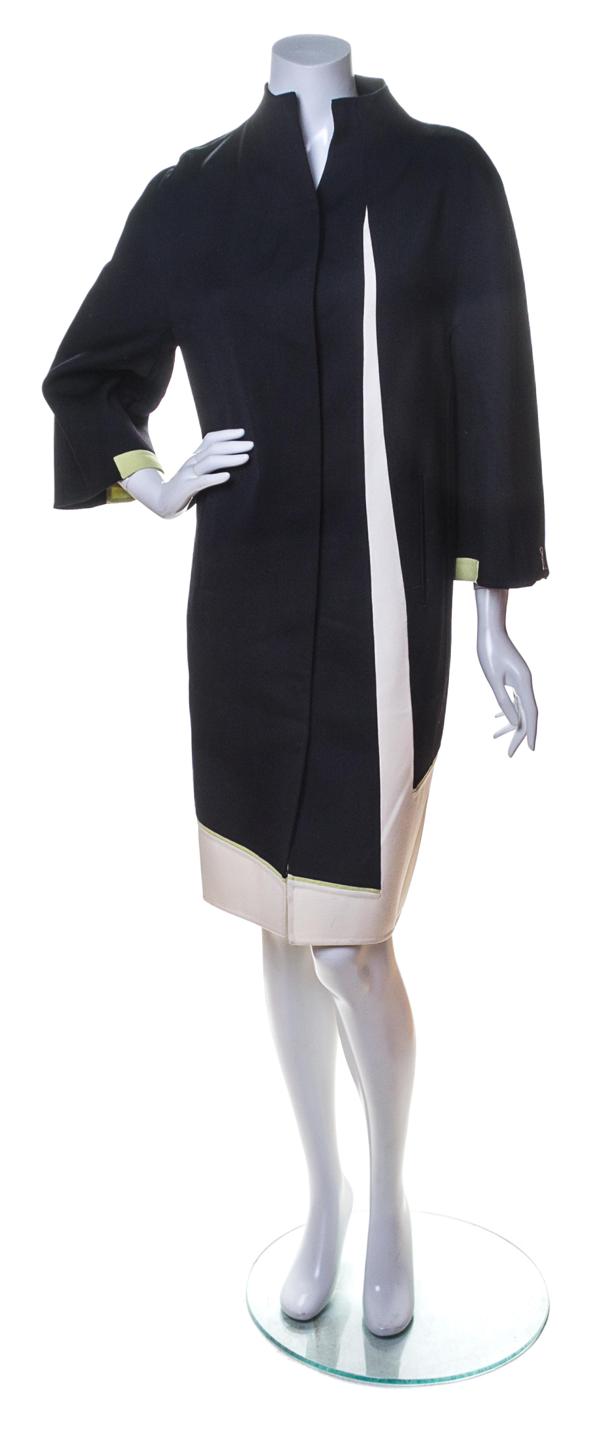 A Chado Ralph Rucci Black and White Wool Coat, Size 8.