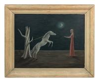 Gertrude Abercrombie (American, 1909-1977) Untitled (Woman with Tethered Horse and Moon), 1947