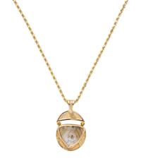 YELLOW GOLD AND RUTILATED QUARTZ PENDANT/NECKLACE
