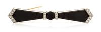 An Art Deco Platinum, Onyx and Diamond Bar Brooch, 4.40 dwts.