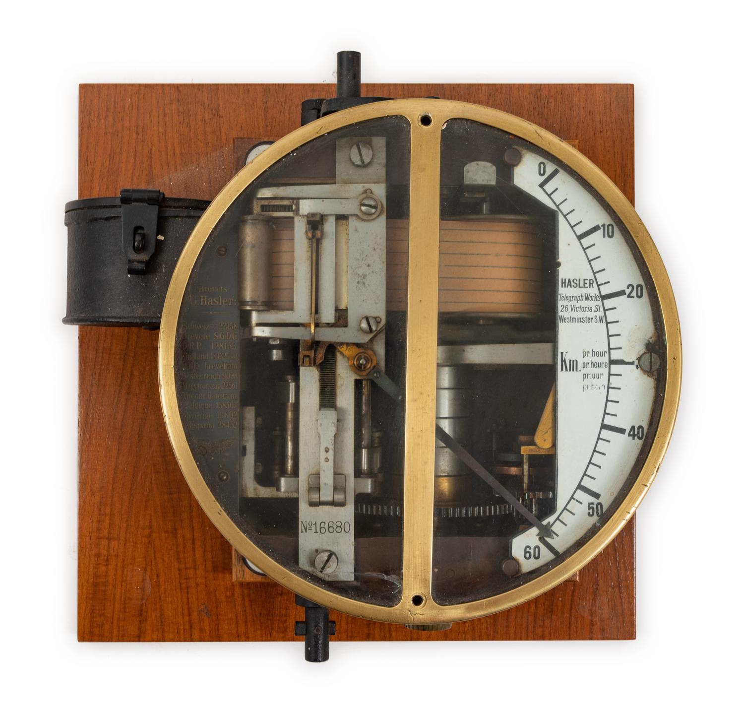 A G. Hasler Brass Cased Speed Indicator and Recorder