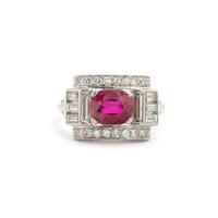 TIFFANY & CO., UNHEATED BURMESE RUBY AND DIAMOND RING