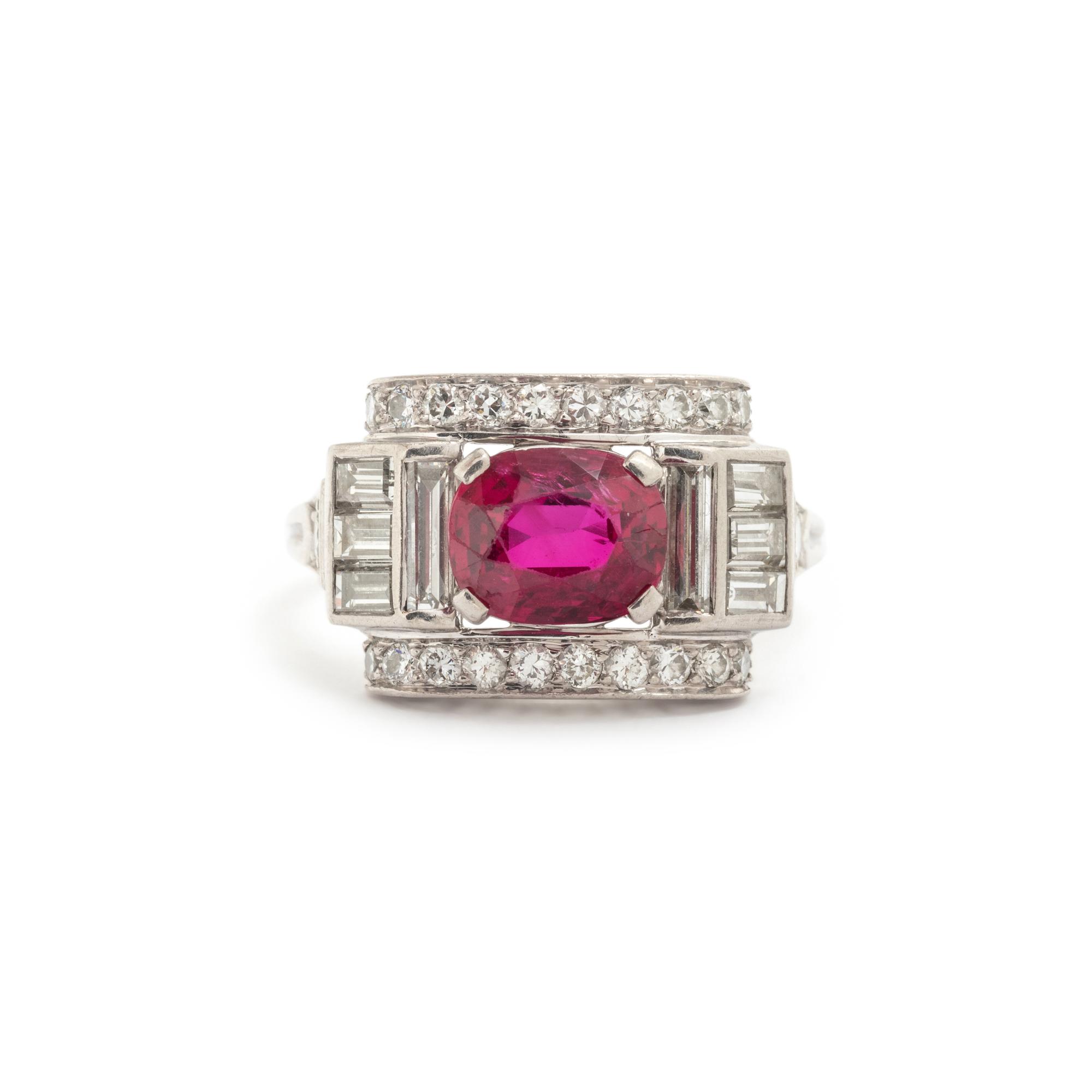 TIFFANY & CO., UNHEATED BURMESE RUBY AND DIAMOND RING