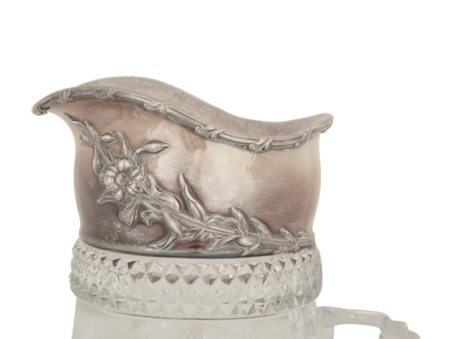 An American Silver Mounted Cut-Glass Pitcher