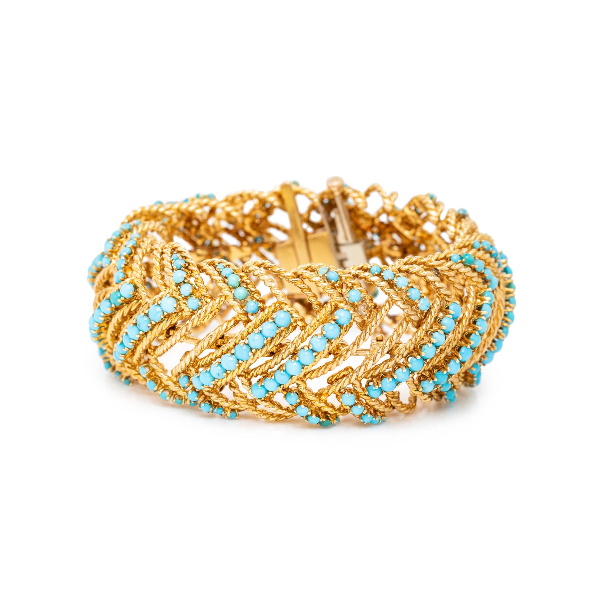 YELLOW GOLD AND TURQUOISE BRACELET