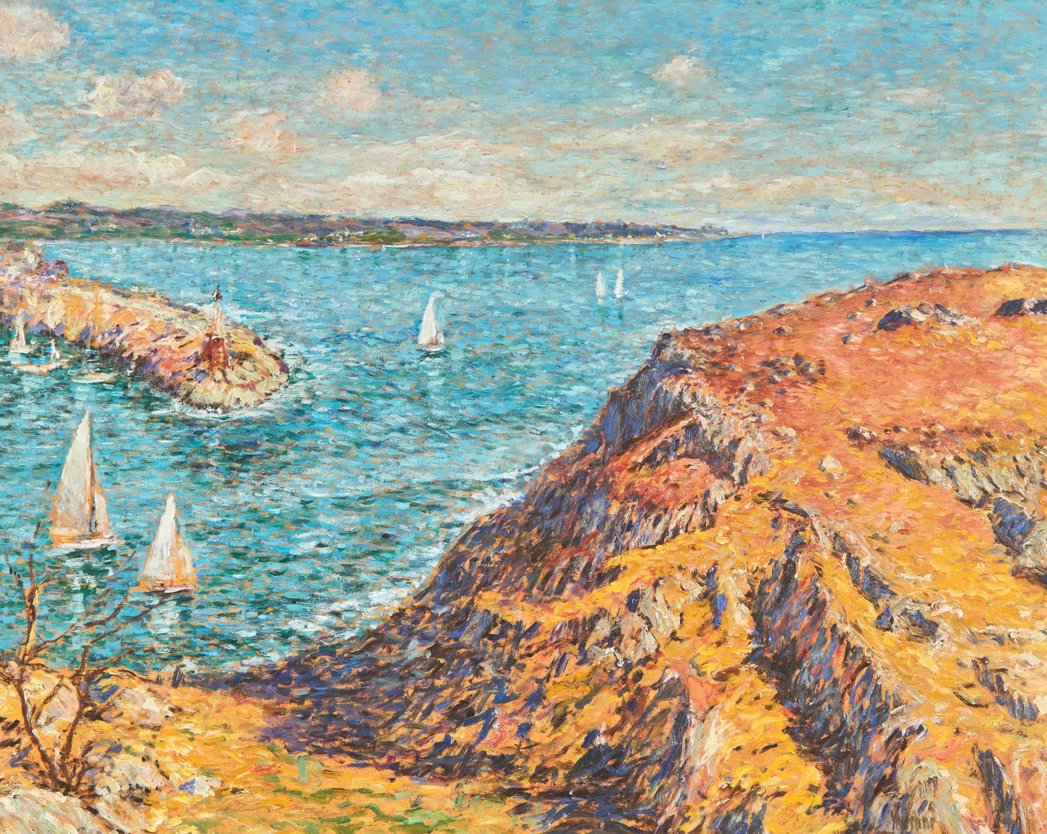 Sailboats Near the Breakwater