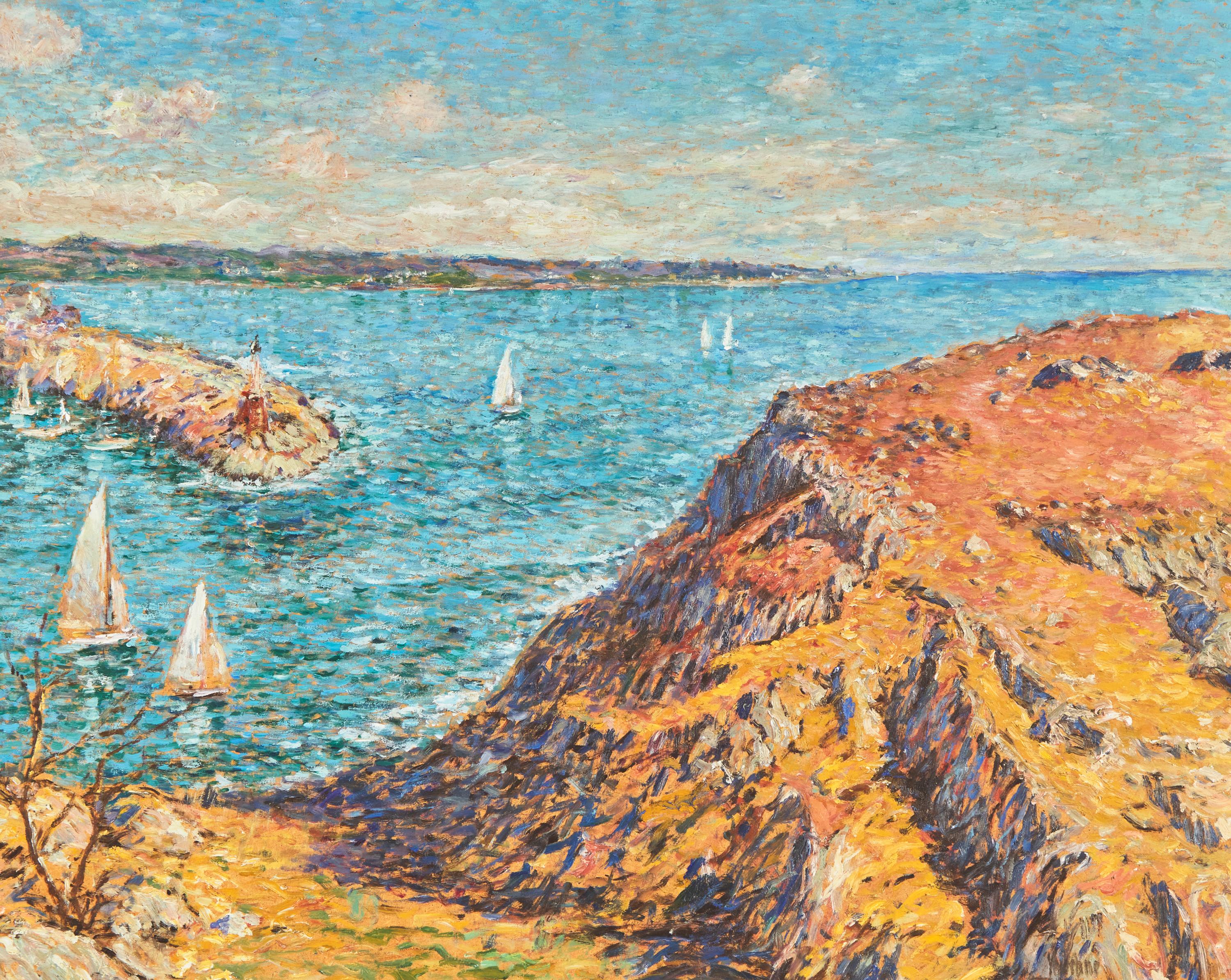 Sailboats Near the Breakwater