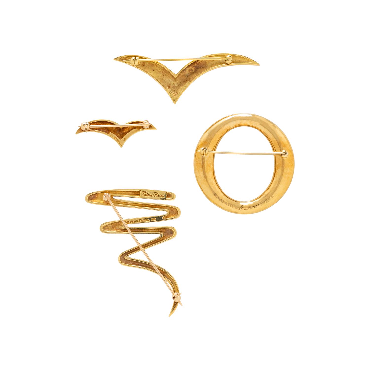 TIFFANY AND CO., COLLECTION OF YELLOW GOLD BROOCHES