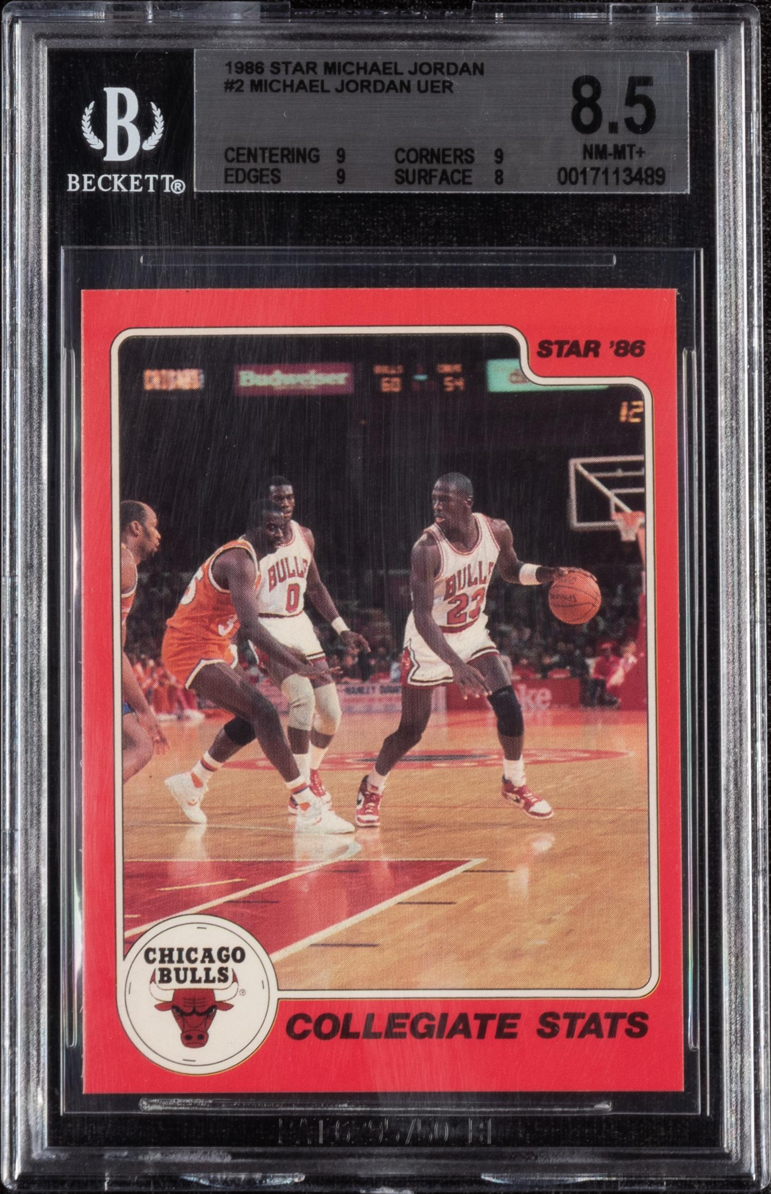 A 1986 Michael Jordan Star Set Collegiate Stats Card No. 2 (BGS 8.5)