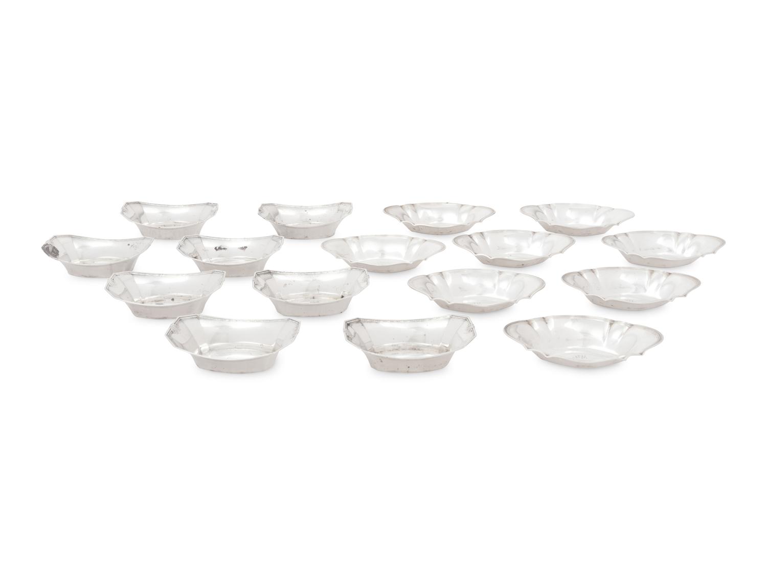 Sixteen American Silver Nut Dishes