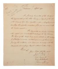 [SOCIETY OF CINCINNATI]. DS by officers of the Rhode Island chapter. Providence, 7 September 1790.