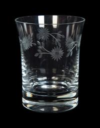 A Pair of Etched Glass Bedside Carafes and a Baccarat Bud Vase