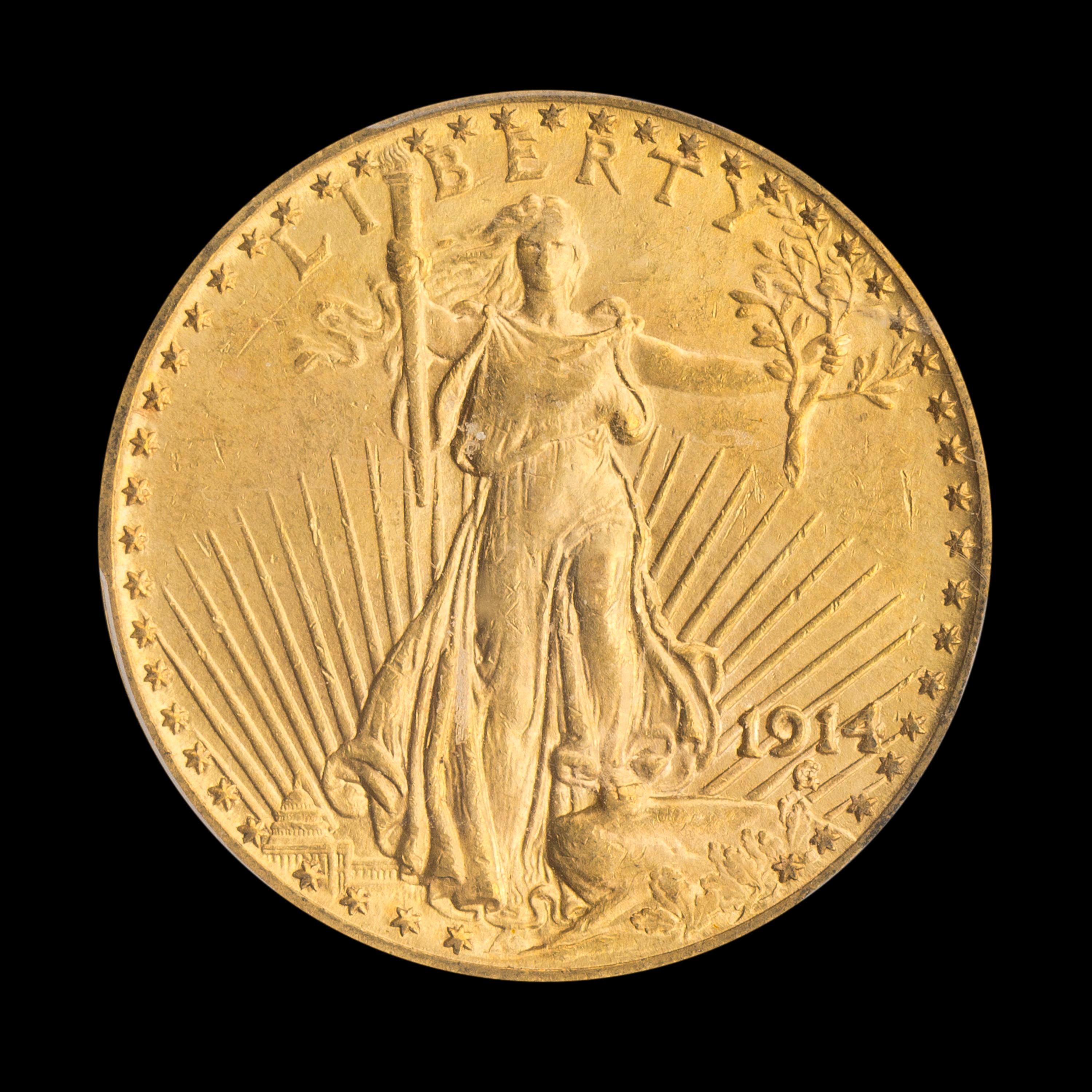 A United States 1914 St. Gaudens $20 Gold Coin