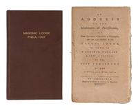 [QUAKER HISTORY]. -- [PEMBERTON, Israel (1715-1779)]. An Address to the Inhabitants of Pennsylvania, by Those Freemen, of the City of Philadelphia, Who Are Now Confined in the Mason's Lodge, by Virtue of a General Warrant. Signed in Council by the Vice President of the Council of Pennsylvania . Philadelphia: Robert Bell, 1777.