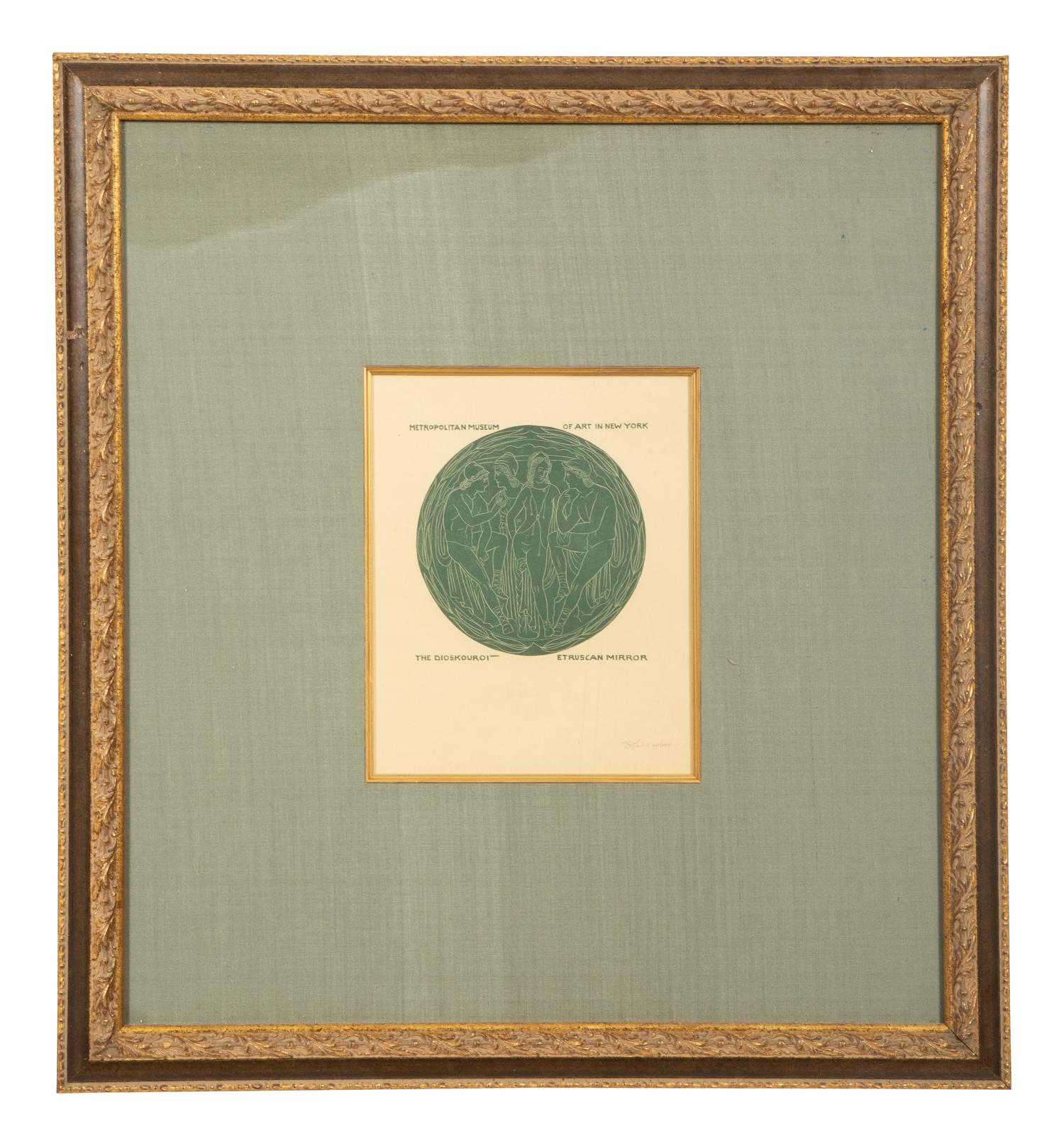 A Suite of Eight Gilt Framed Prints of Ancient Mirrors