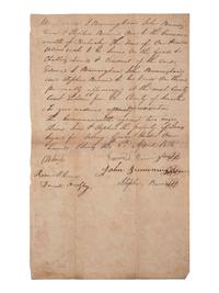[ENSLAVEMENT & ABOLITION]. A collection of 4 documents related to the arrest and trial of enslaved men "Stephen" and "Jim," who were convicted of stealing. Lincoln County, KY. 1815.