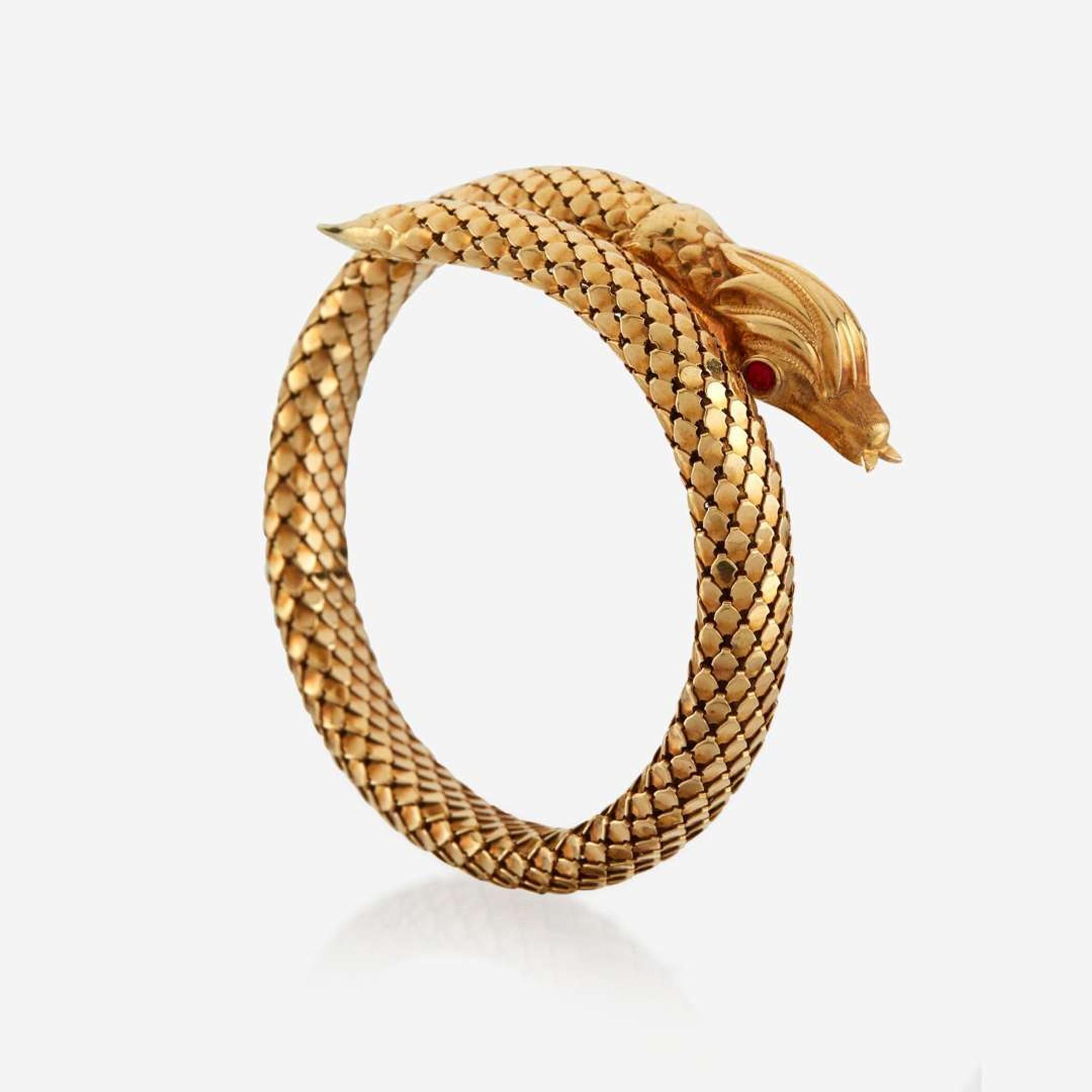 A gold cuff bracelet