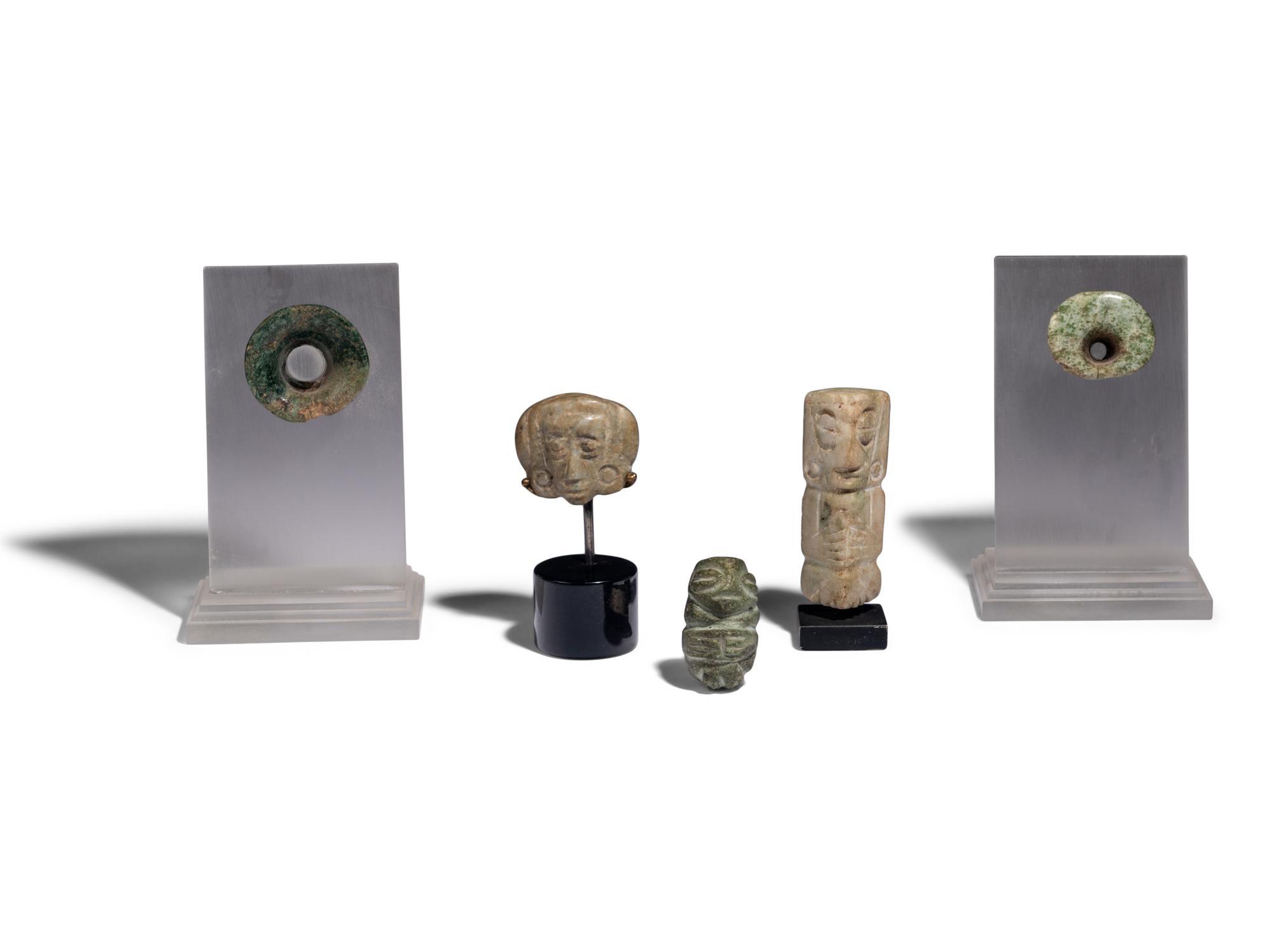 Five Maya and Mixtec Jade Articles