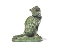 After Emmanuel Fremiet (French, 1824-1910), A Miniature Bronze Sculpture of a Seated Cat