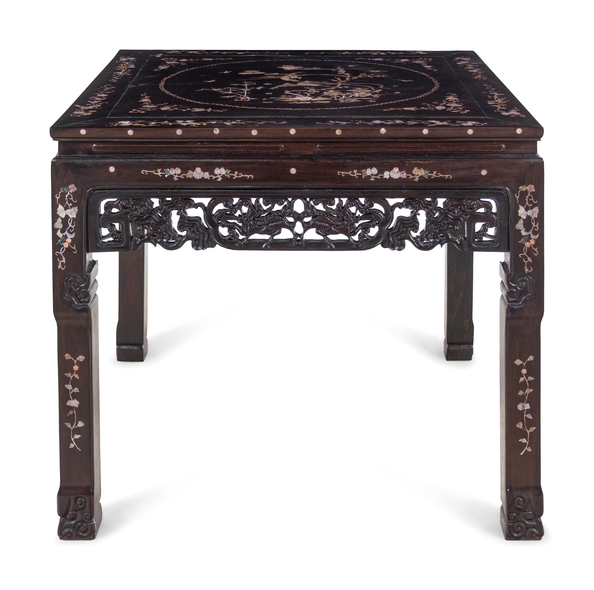 A Set of Chinese Rosewood and Mother-of-Pearl Inlaid Furniture