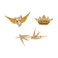 ANTIQUE, COLLECTION OF YELLOW GOLD AND SEED PEARL BROOCHES