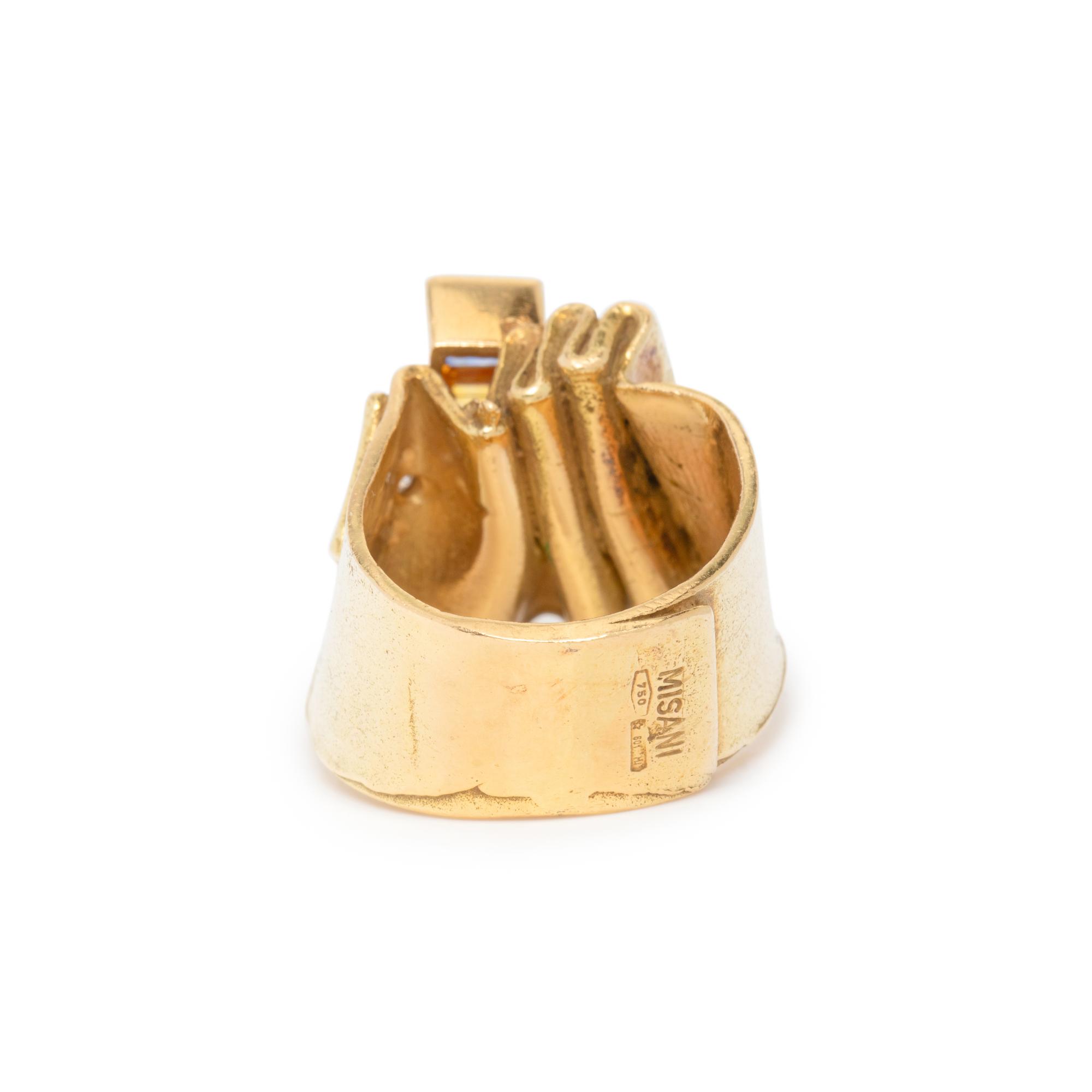 MISANI, YELLOW GOLD AND MULTIGEM RING