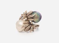 A Ladies White Gold and South Sea Pearl Ring