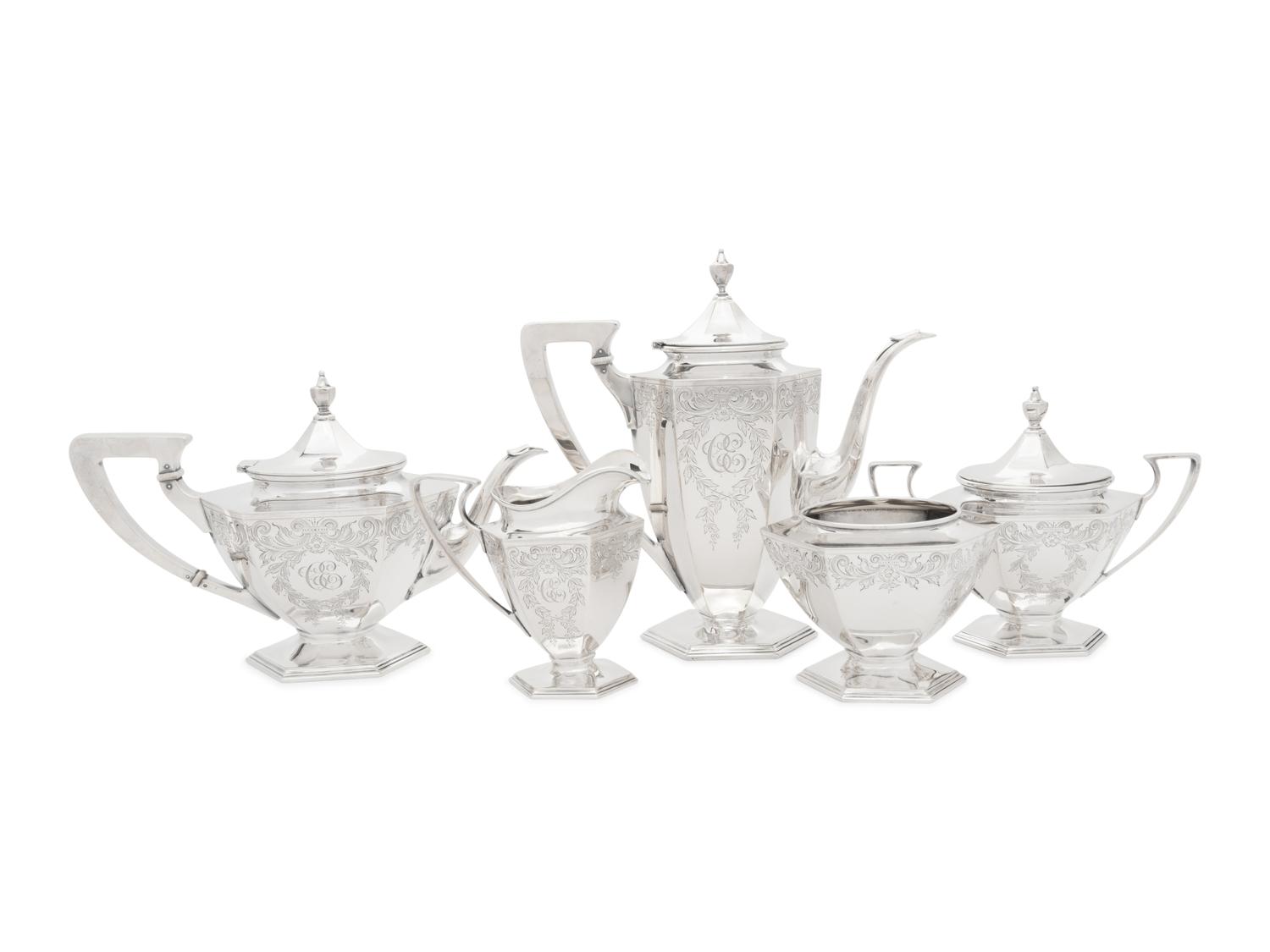 A Dominick and Haff Silver Five-Piece Tea and Coffee Service