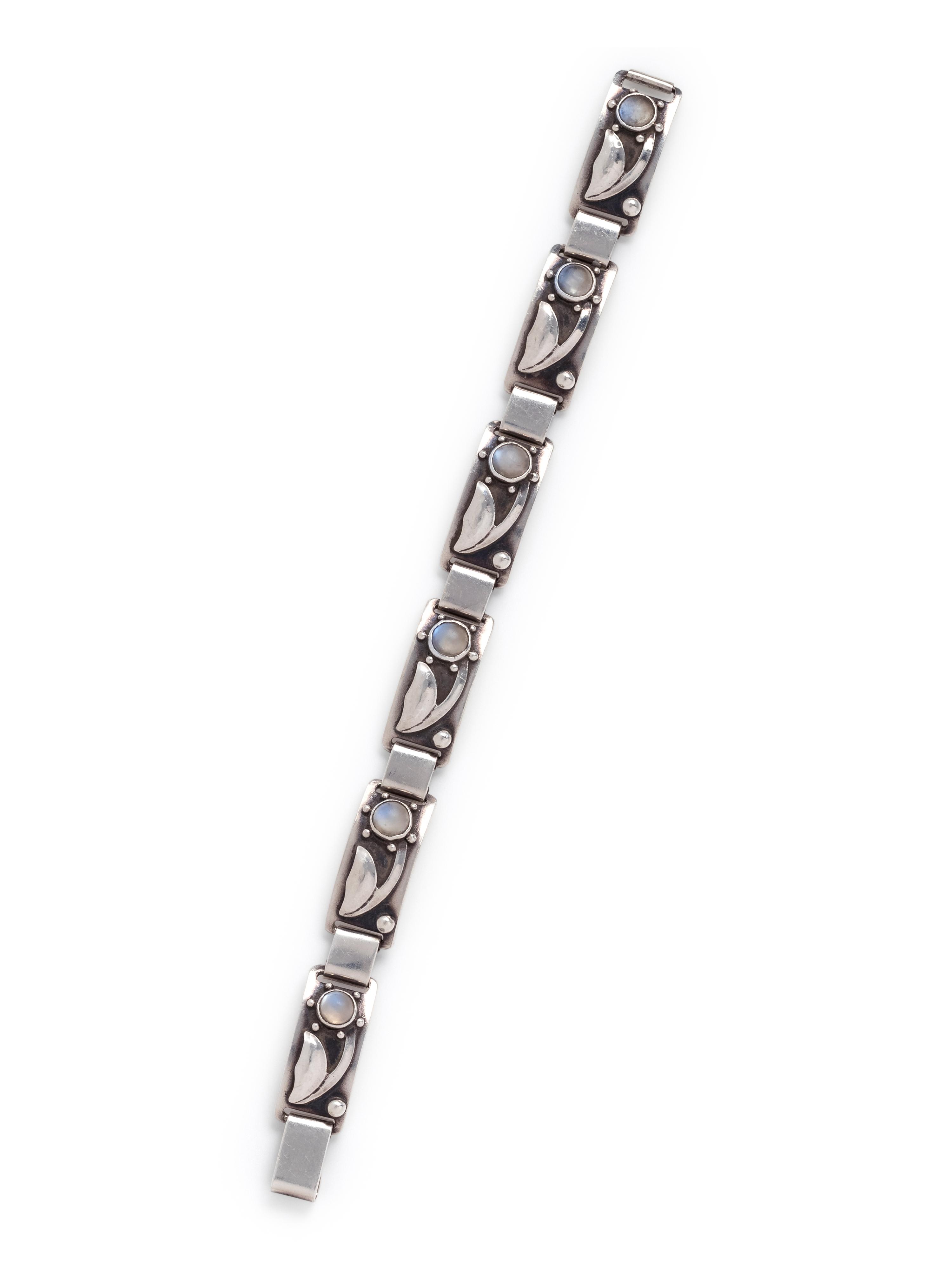 GEORG JENSEN, STERLING SILVER AND MOONSTONE BRACELET