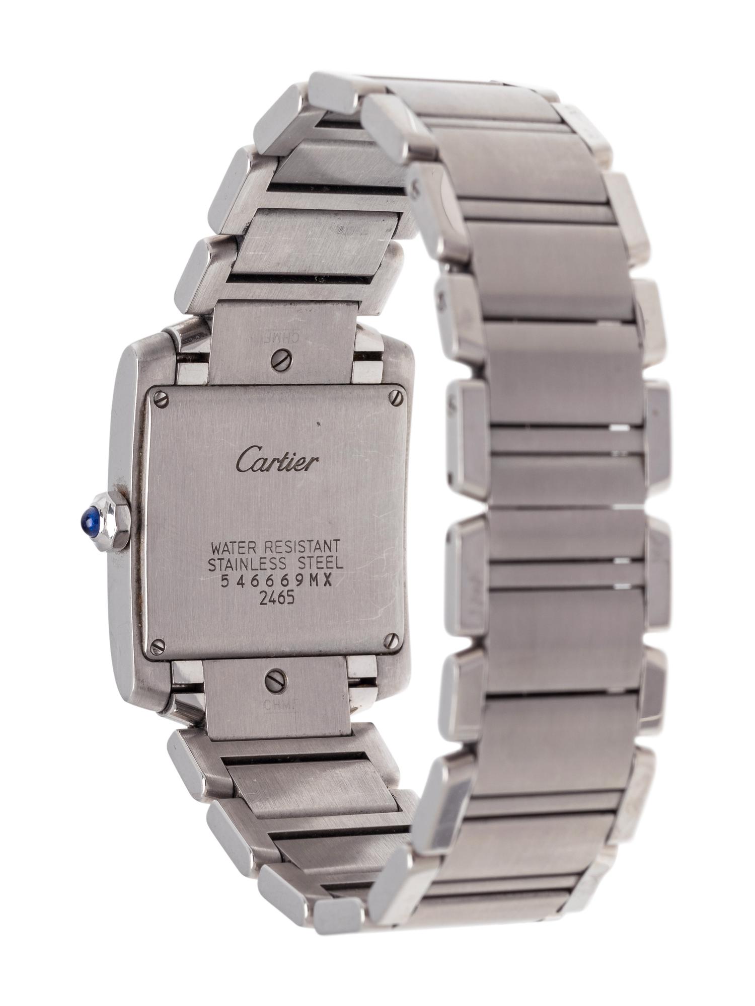 CARTIER, STAINLESS STEEL REF. 2465 'TANK FRANCAISE' WRISTWATCH