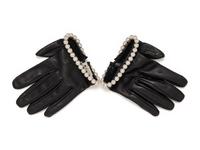 Chanel, Black Lambskin & Faux-Pearl Half Gloves