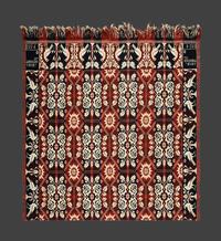 A Double Rose and Bird Pattern Jacquard Coverlet