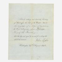 [Presidential] Tyler, John Partially-Printed Document, signed