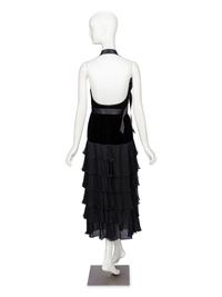 VALENTINO, BLACK VELVET & CHIFFON DRESS