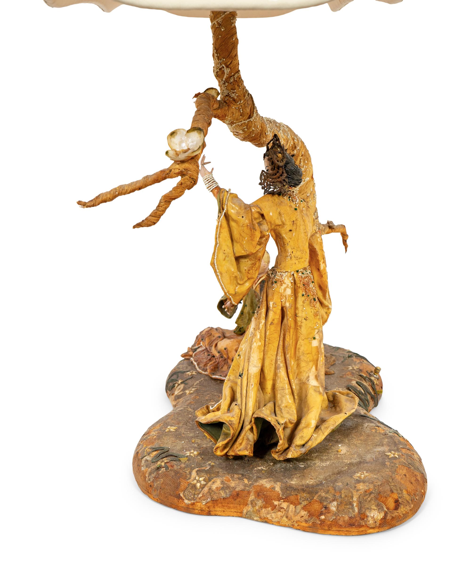 Lamp with Two Chinese Figures